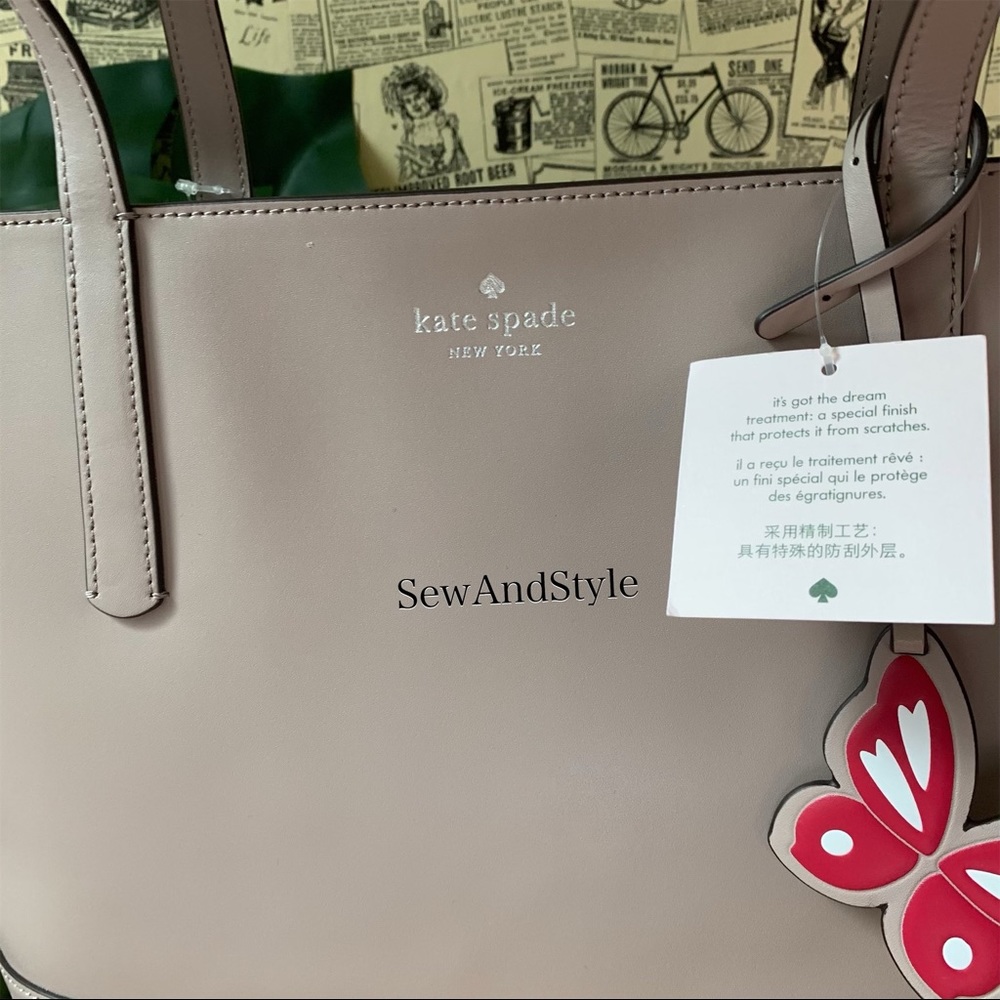 KATE SPADE ADLEY LARGE TOTE SHOULDER TAUPE BAG - Picture 5 of 9